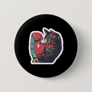 Gatito de Boxeo Cool Boxer Cat Boxing Handschoenen Ronde Button 5,7 Cm