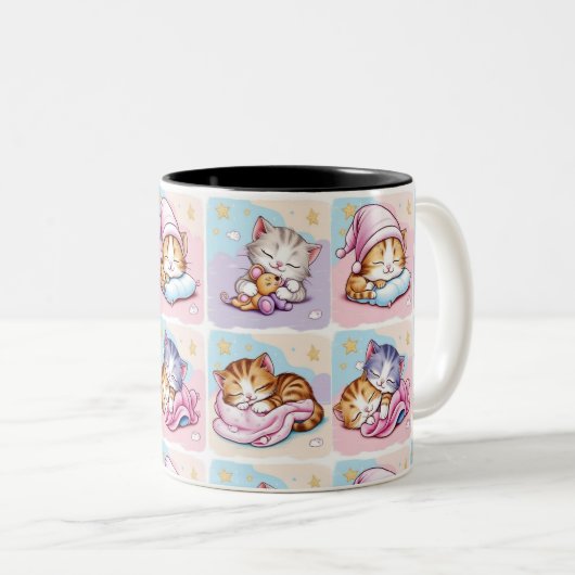 Gatito de Sueños Two-Tone Coffee Mug Tweekleurige Koffiemok (Voorkant rechts)