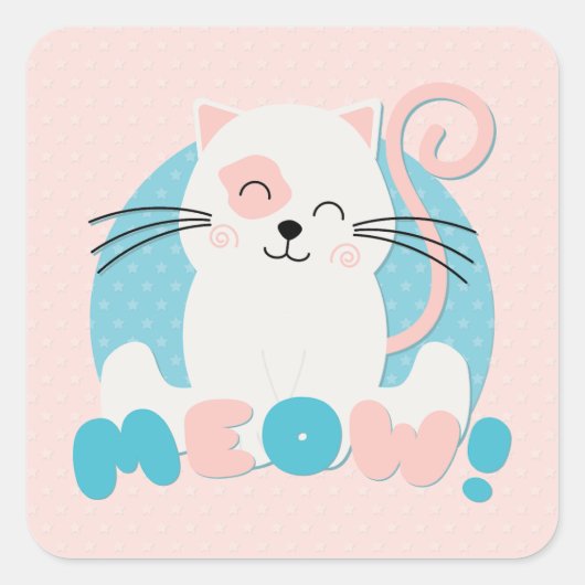 GATITO ROSA VIERKANTE STICKER (Voorkant)
