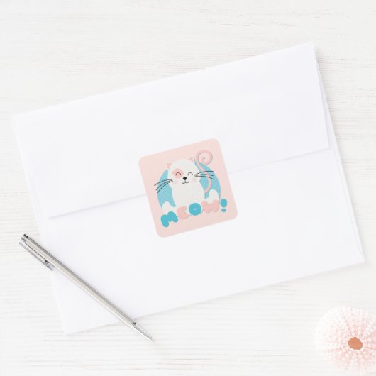 GATITO ROSA VIERKANTE STICKER (Envelop)