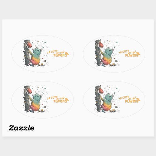 Gatito Travieso Ovale Sticker (Vel)