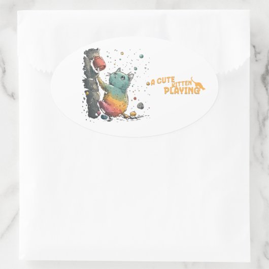 Gatito Travieso Ovale Sticker (Tas)