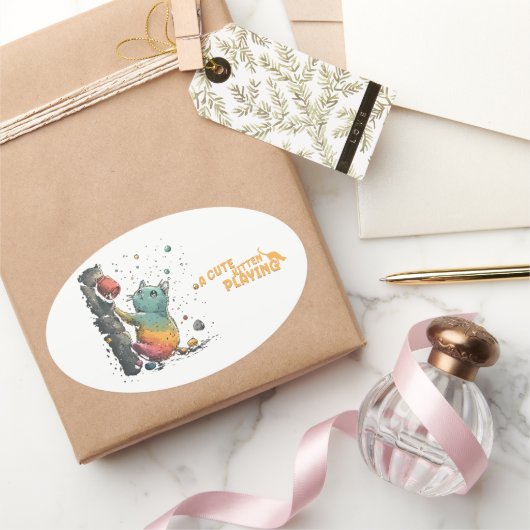Gatito Travieso Ovale Sticker (Geschenken)