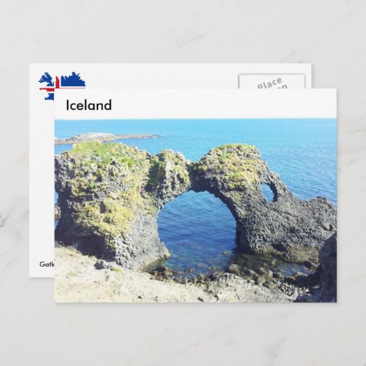 Gatklettur Stone Arch, Arnarstapi, IJsland Briefkaart (Voorkant / Achterkant)