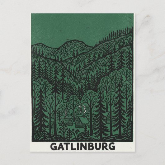 Gatlinburg Lijntekening Briefkaart (Voorkant)
