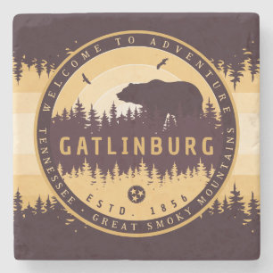 Gatlinburg Tennessee Beer Pijnbomen Natuur Stenen Onderzetter