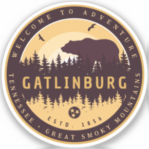 Gatlinburg Tennessee Beer Pine Tree Natuur Vintage Sticker