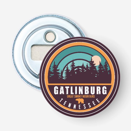Gatlinburg Tennessee Beer Smoky Mountains Button Flesopener (Voorkant)