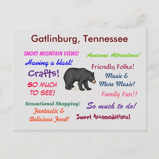 Gatlinburg Tennessee Briefkaart (Voorkant)