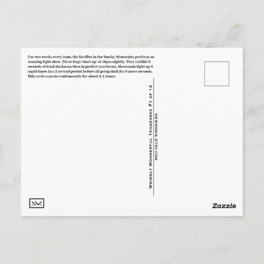 Gatlinburg Tennessee Briefkaart TN (Achterkant)