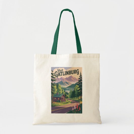 Gatlinburg Tennessee Cabin Travel Art Vintage Tote Bag (Voorkant)