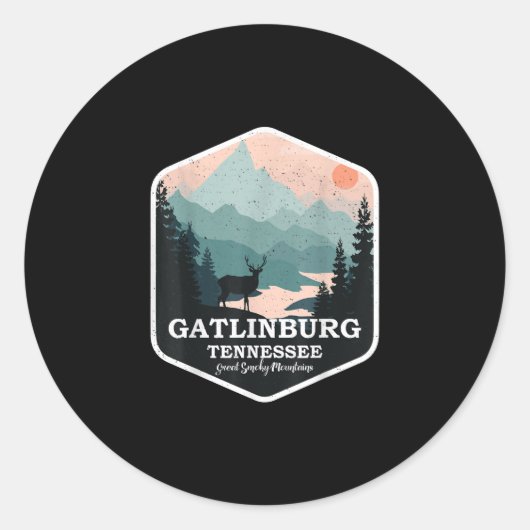 Gatlinburg Tennessee Great Smoky Mountains Hiking Ronde Sticker (Voorkant)