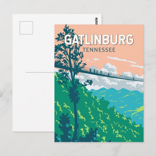 Gatlinburg Tennessee Illustratie Reiskunst Briefkaart (Voorkant / Achterkant)