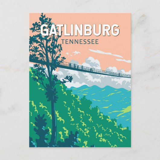 Gatlinburg Tennessee Illustratie Reiskunst Briefkaart (Voorkant)