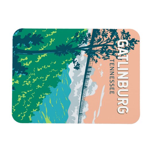 Gatlinburg Tennessee Illustratie Reiskunst Magneet (Horizontaal)