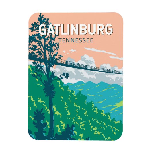 Gatlinburg Tennessee Illustratie Reiskunst Magneet (Verticaal)