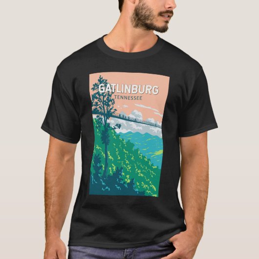 Gatlinburg Tennessee Illustratie Reiskunst T-shirt (Voorkant)