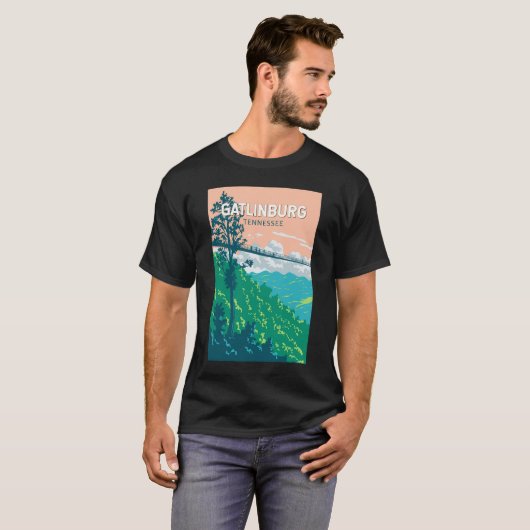 Gatlinburg Tennessee Illustratie Reiskunst T-shirt (Voorkant volledig)