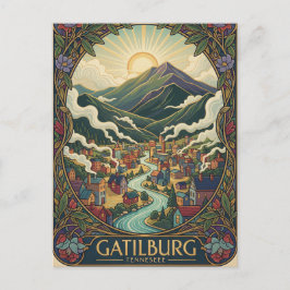 Gatlinburg Tennessee Illustration Vintage design Briefkaart