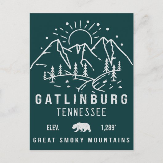 Gatlinburg Tennessee - Minimalistische wandelingsc Briefkaart (Voorkant)
