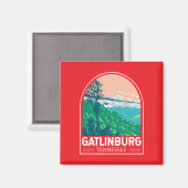Gatlinburg Tennessee Travel Art Emblem Magneet (Voorkant / Achterkant)