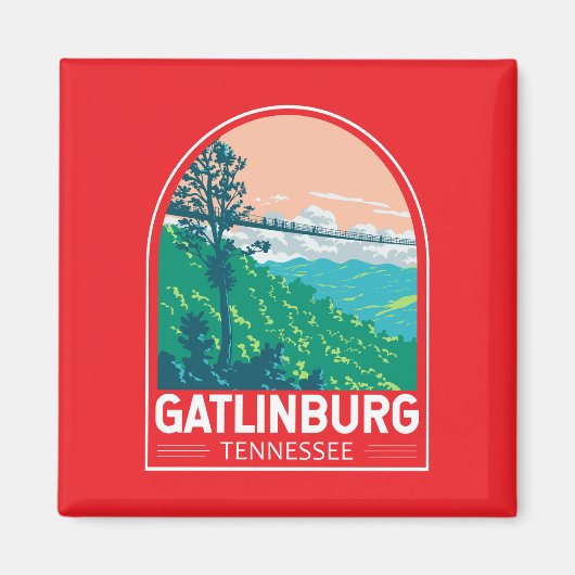 Gatlinburg Tennessee Travel Art Emblem Magneet (Voorkant)