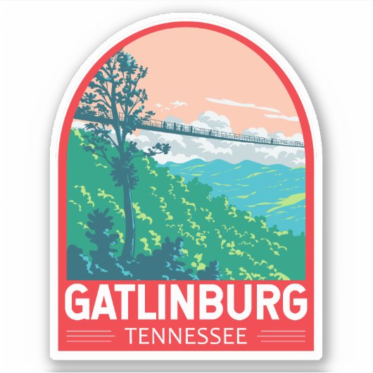 Gatlinburg Tennessee Travel Art Emblem Sticker (Voorkant)
