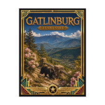 Gatlinburg Tennessee Vintage Art Deco Gouden Tijdp