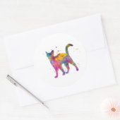 Gato abisinio silueta en acuarela ronde sticker (Envelop)