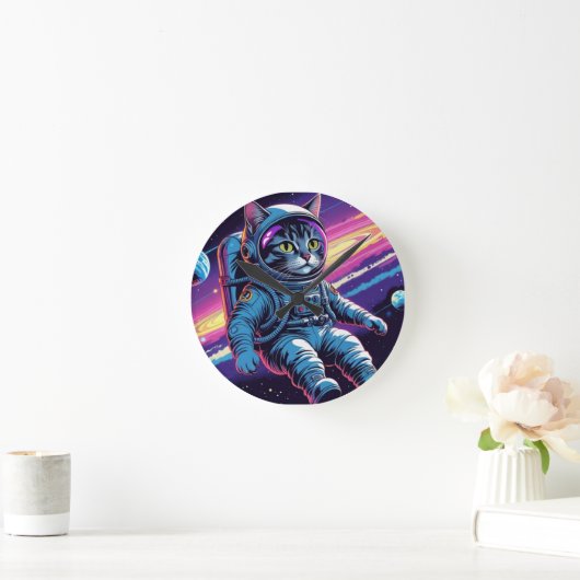 Gato Astronauta Divertida – Meowt of This World Ronde Klok (Huis)