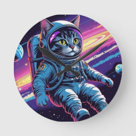 Gato Astronauta Divertida – Meowt of This World Ronde Klok