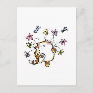 Gato com flores briefkaart