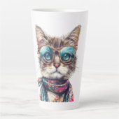 Gato Cool con Lentes Latte Mok (Voorkant)