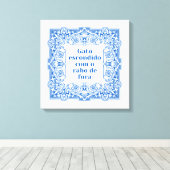 Gato escondido com o rabo e fora canvas afdruk (Insitu (Houten vloer))