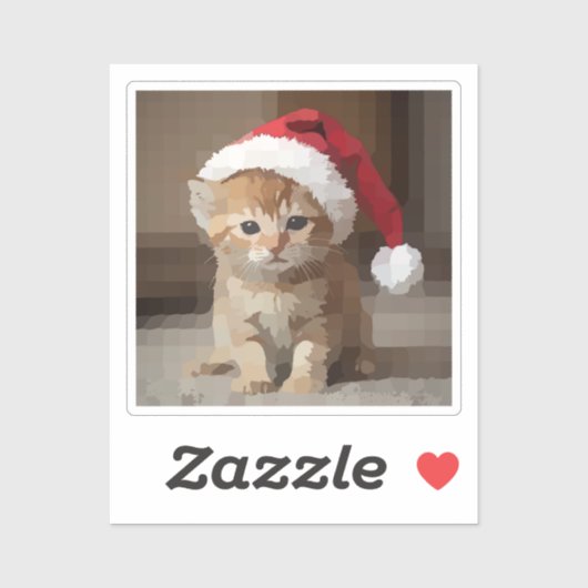 Gato fofo em noite de Natal. Sticker (Vel)