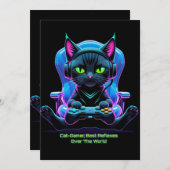 Gato gamer futurista con joystick y actitud felina kaart (Voorkant / Achterkant)