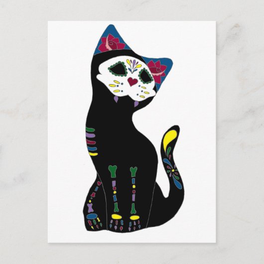 "Gato Muerto" Dia de Los Muertos Cat Briefkaart (Voorkant)