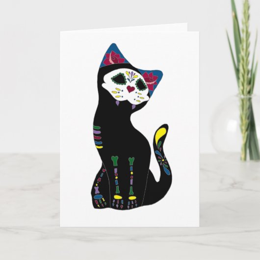 "Gato Muerto" Dia DE Los Muertos Cat Kaart (Voorkant)