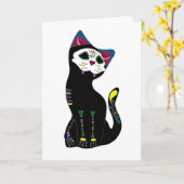 "Gato Muerto" Dia DE Los Muertos Cat Kaart (Gele Bloem)