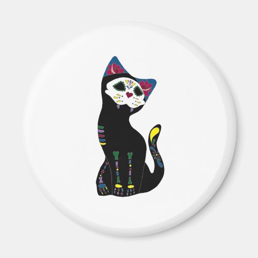 'Gato Muerto' Dia De Los Muertos Cat Magneet (Voorkant)