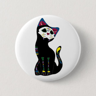 "Gato Muerto" Dia de Los Muertos Cat Ronde Button 5,7 Cm