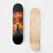 Gato Negro en Estilo Acuarela con Fondo Llameante Persoonlijk Skateboard (Voorkant)