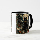 Gato Negro Gótico Celestial con Luna y Cuervos. Mok (Voorkant rechts)