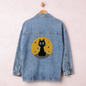 Gato negro sentado viendo las estrellas denim jacket (Hangar)