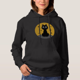 Gato negro sentado viendo las estrellas hoodie