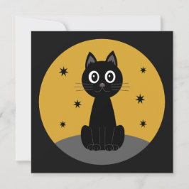 Gato negro sentado viendo las estrellas kaart