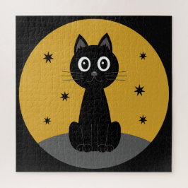 Gato negro sentado viendo las estrellas legpuzzel