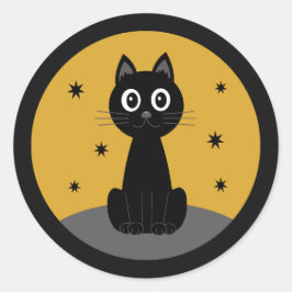 Gato negro sentado viendo las estrellas ronde sticker