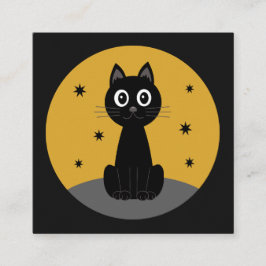 Gato negro sentado viendo las estrellas vierkante visitekaartje