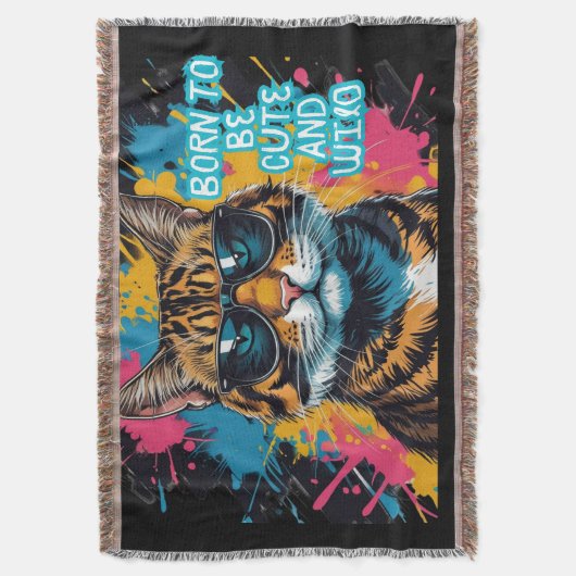 Gato tigrado rebelde con gafas y estilo urbano deken (Voorkant Verticaal)